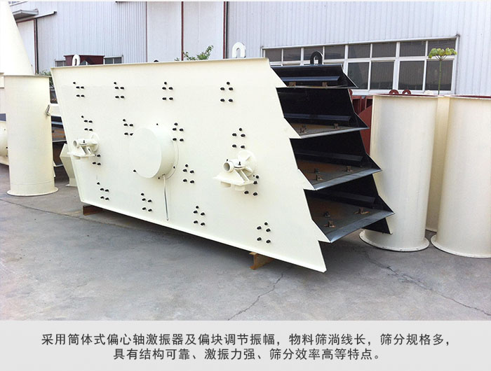 圓振動(dòng)篩 采用筒體式偏心軸激振器及偏心塊調(diào)節(jié)振幅。